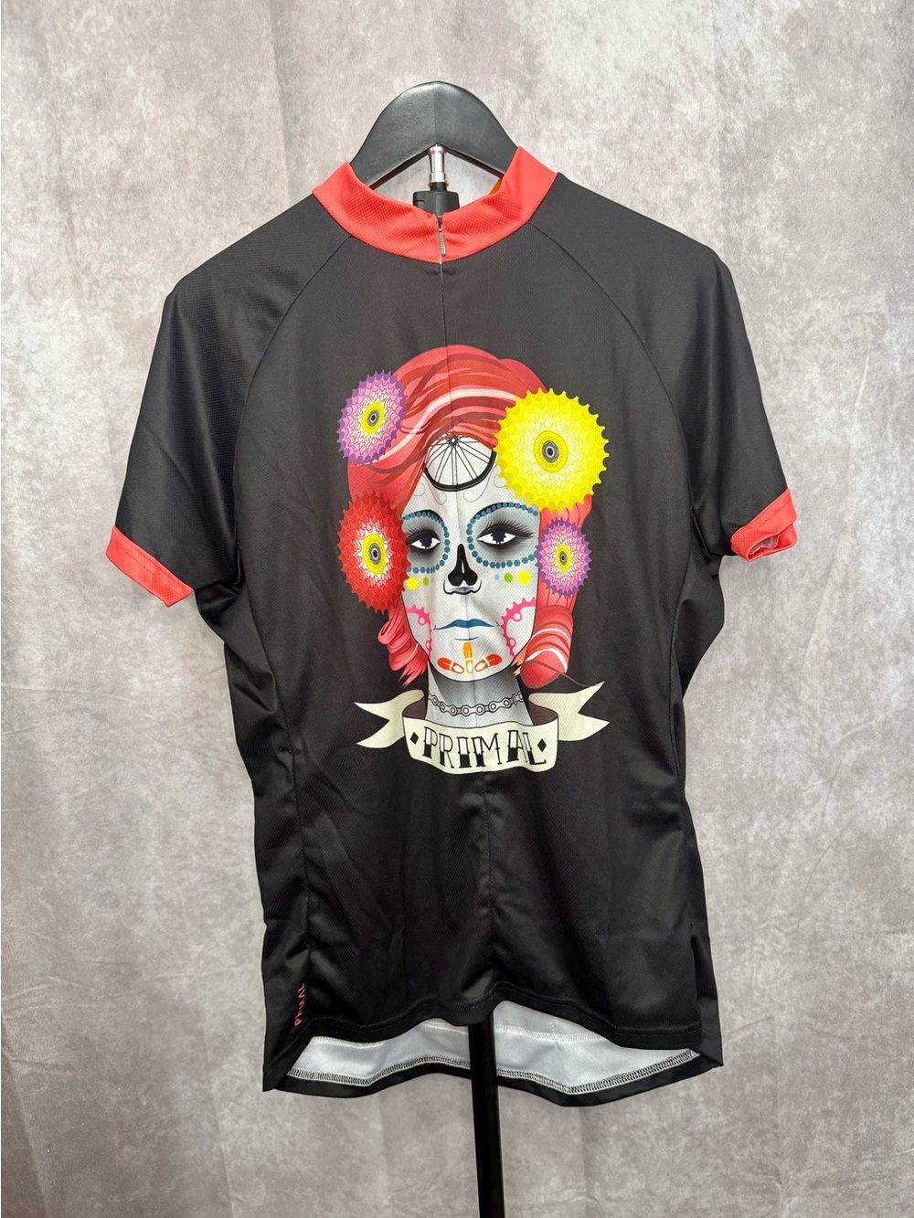 Primal Wear Dia De Los Muertos/Sugar Skull Women's Black and Red Cycling Jersey